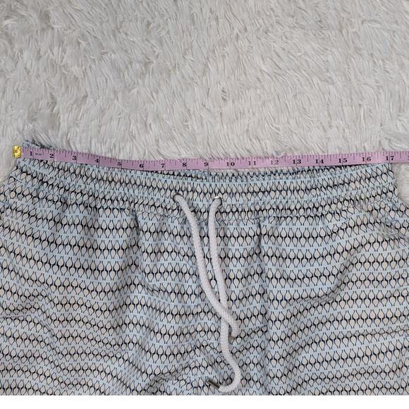 Frescobol Carioca Graphic Print Drawstring Swim Trunks Blue and White Size XXL - Picture 8 of 10